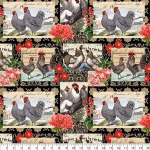 David Textiles Sewing Fabric Rooster Patch Pre-cut 1 Yd X 44 Inches Cotton Craft